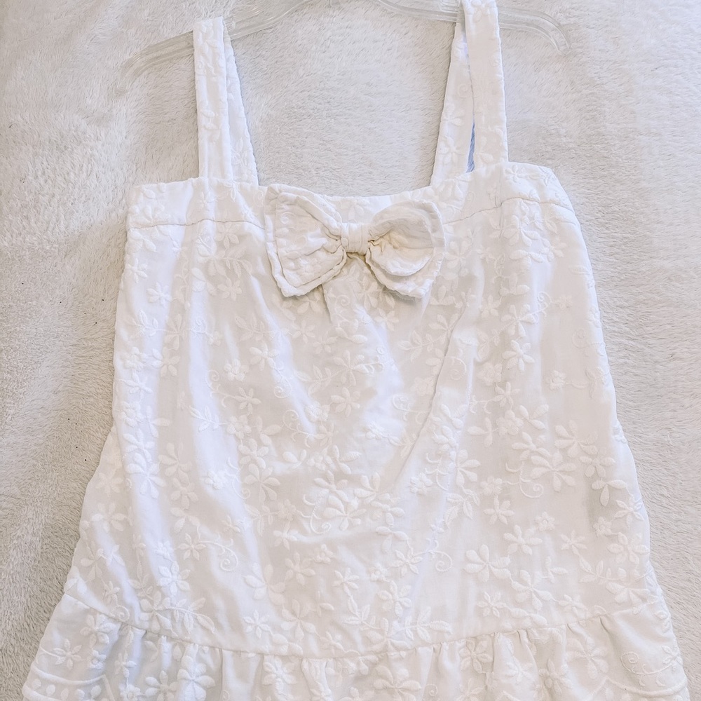 Juicy Couture Floral Embroidered Bow Scalloped Top